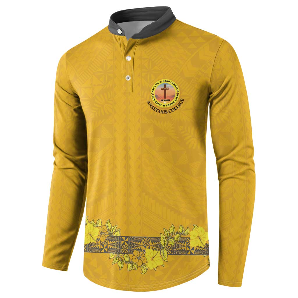 Tonga Anastasis College Button Sweatshirt Tongan Ngatu Kupesi Pattern - Polynesian Pride