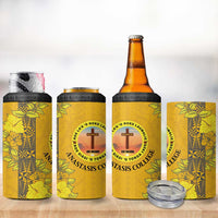 Tonga Anastasis College 4 in 1 Can Cooler Tumbler Tongan Ngatu Kupesi Pattern - Polynesian Pride