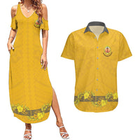 Tonga Anastasis College Couples Matching Summer Maxi Dress and Hawaiian Shirt Tongan Ngatu Kupesi Pattern - Polynesian Pride