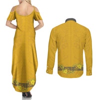 Tonga Anastasis College Couples Matching Summer Maxi Dress and Long Sleeve Button Shirt Tongan Ngatu Kupesi Pattern - Polynesian Pride