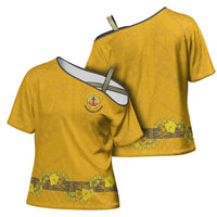 Tonga Anastasis College Cross Shoulder Shirt Tongan Ngatu Kupesi Pattern - Polynesian Pride