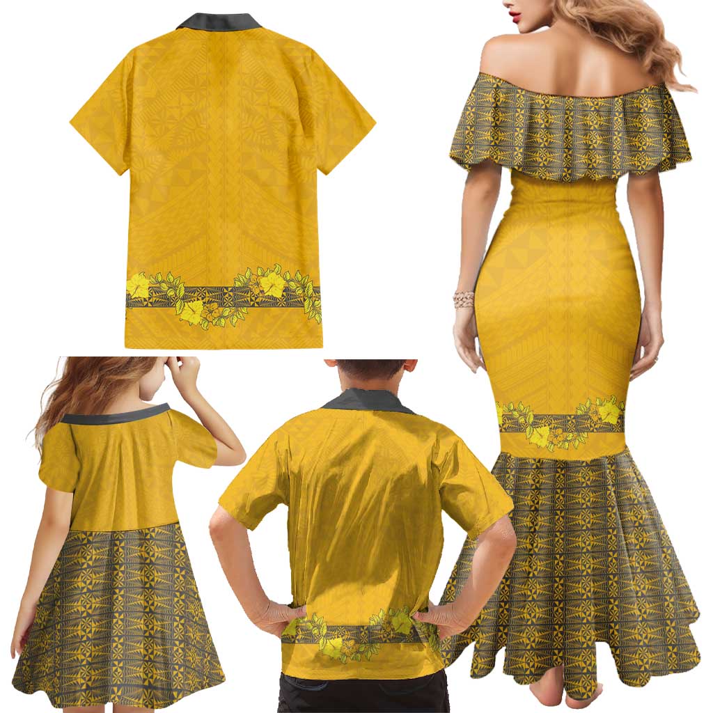 Tonga Anastasis College Family Matching Mermaid Dress and Hawaiian Shirt Tongan Ngatu Kupesi Pattern LT05 - Polynesian Pride