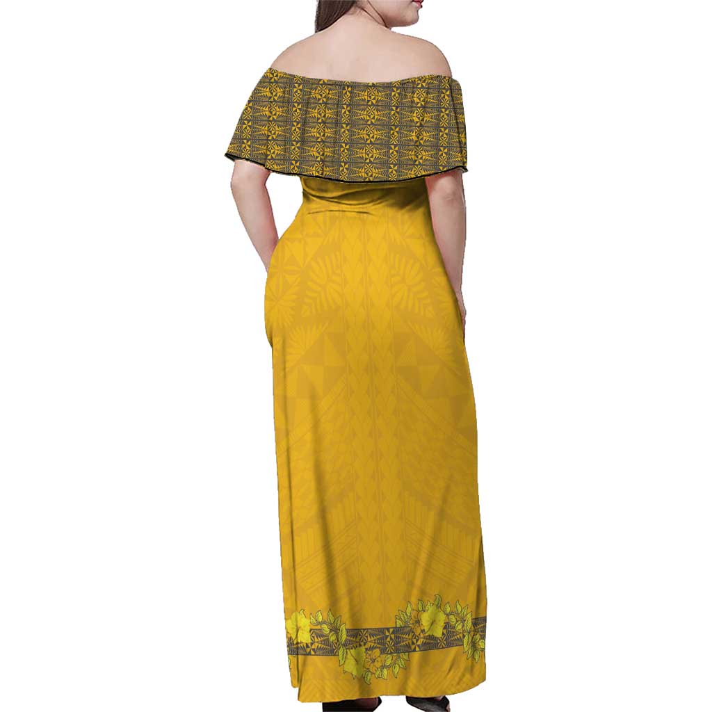Tonga Anastasis College Family Matching Off Shoulder Maxi Dress and Hawaiian Shirt Tongan Ngatu Kupesi Pattern LT05 - Polynesian Pride