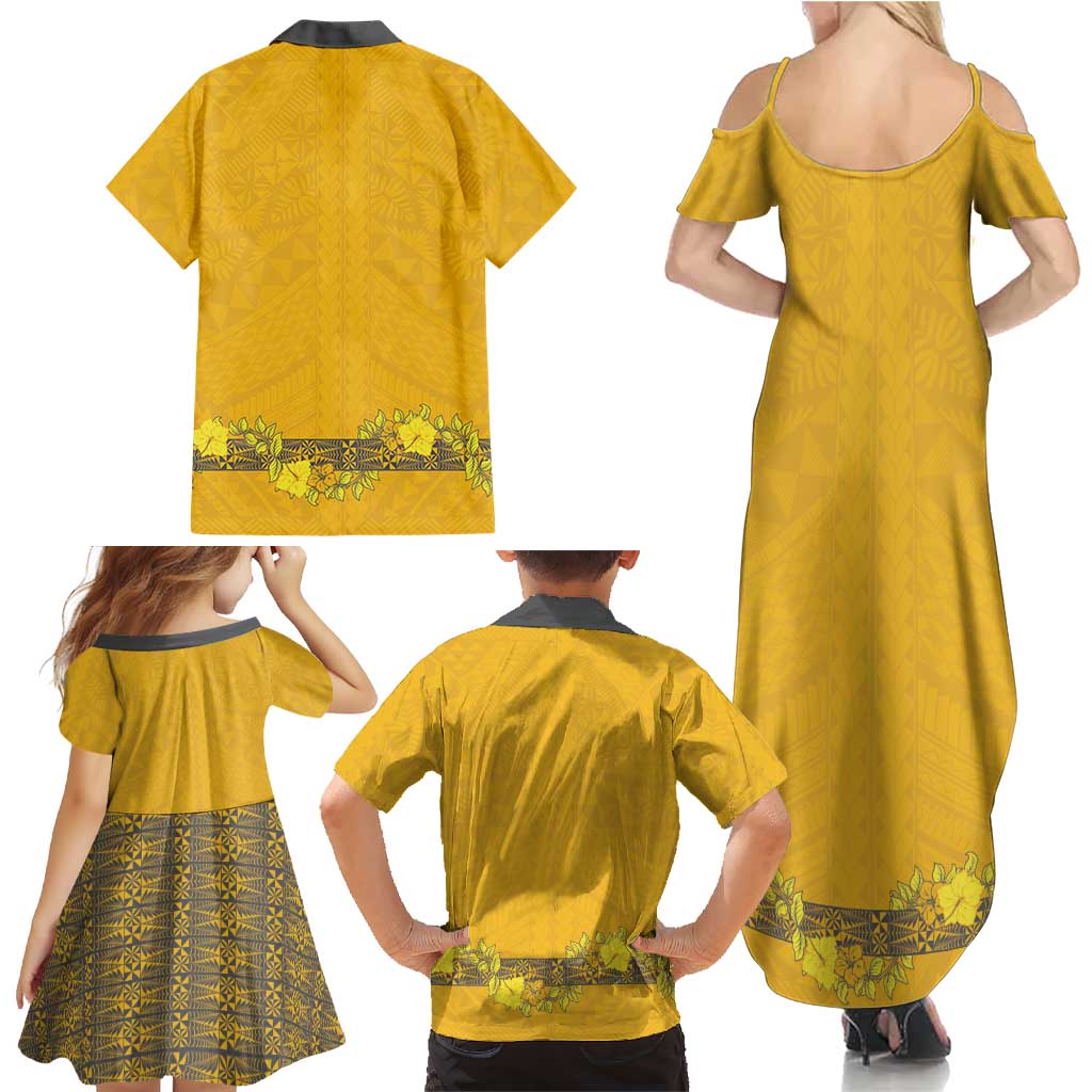 Tonga Anastasis College Family Matching Summer Maxi Dress and Hawaiian Shirt Tongan Ngatu Kupesi Pattern LT05 - Polynesian Pride