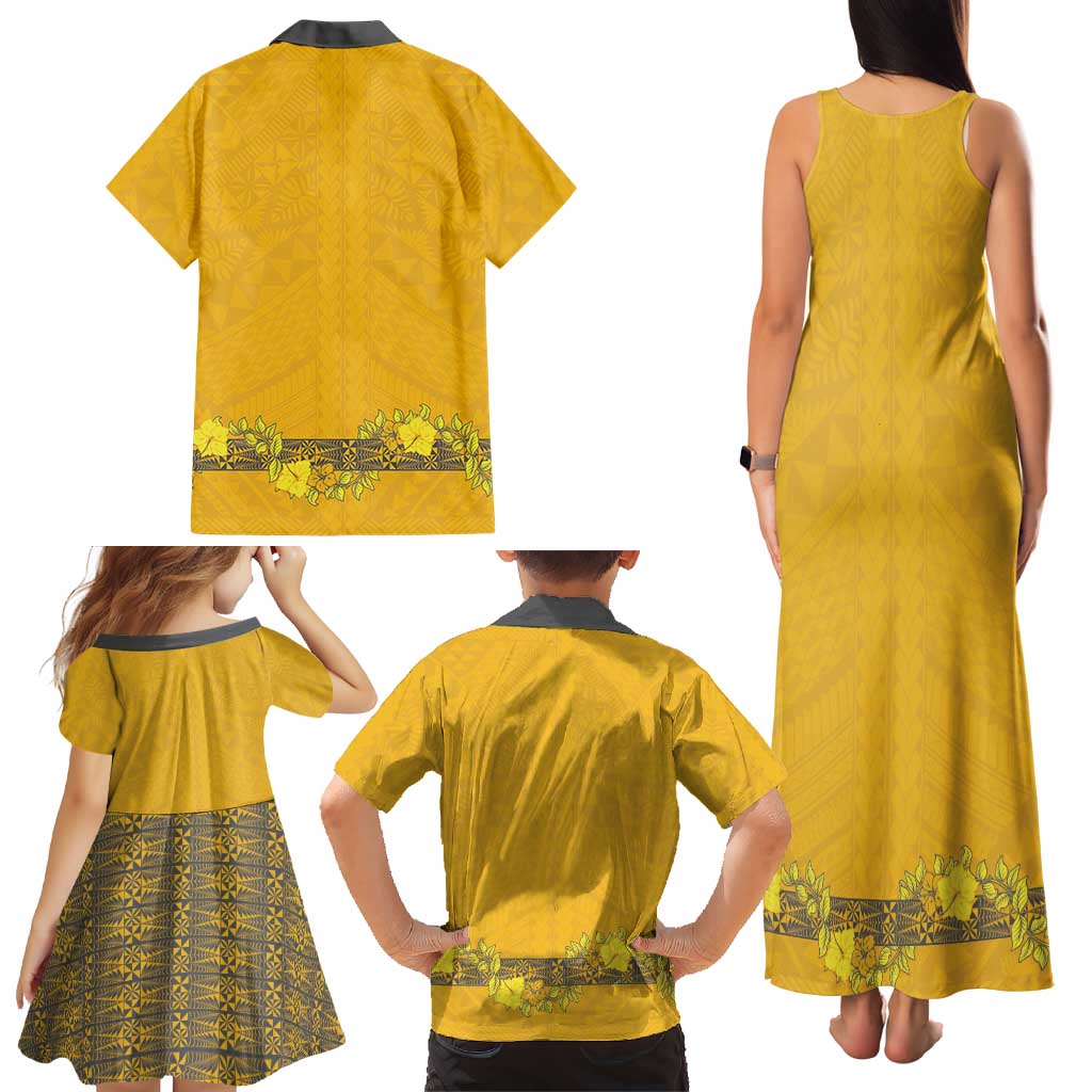 Tonga Anastasis College Family Matching Tank Maxi Dress and Hawaiian Shirt Tongan Ngatu Kupesi Pattern LT05 - Polynesian Pride