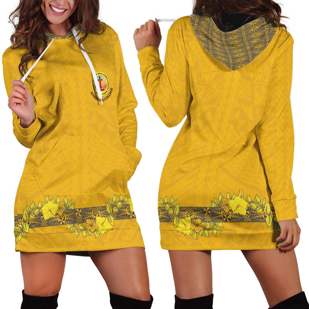 Tonga Anastasis College Hoodie Dress Tongan Ngatu Kupesi Pattern - Polynesian Pride