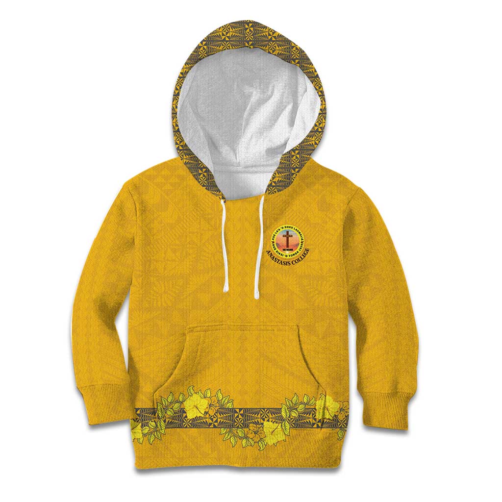 Tonga Anastasis College Kid Hoodie Tongan Ngatu Kupesi Pattern - Polynesian Pride