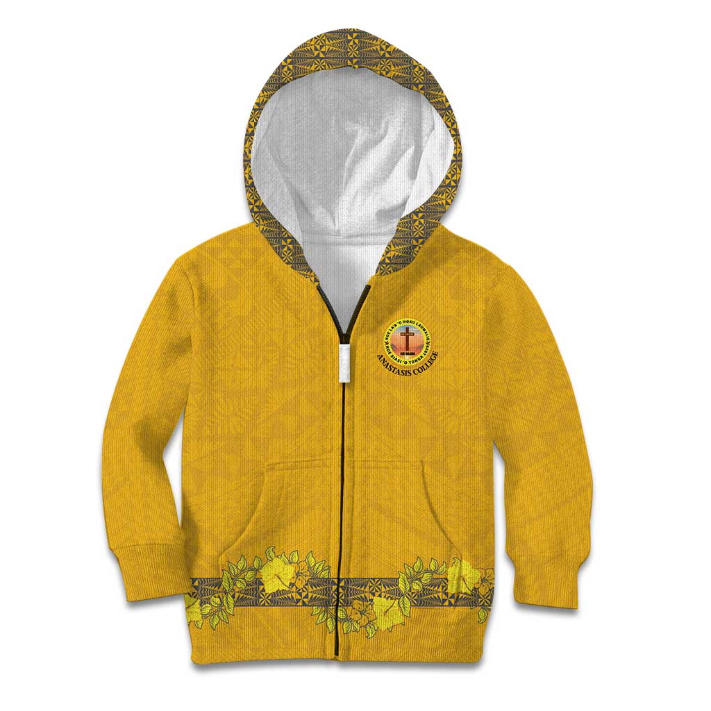 Tonga Anastasis College Kid Hoodie Tongan Ngatu Kupesi Pattern - Polynesian Pride