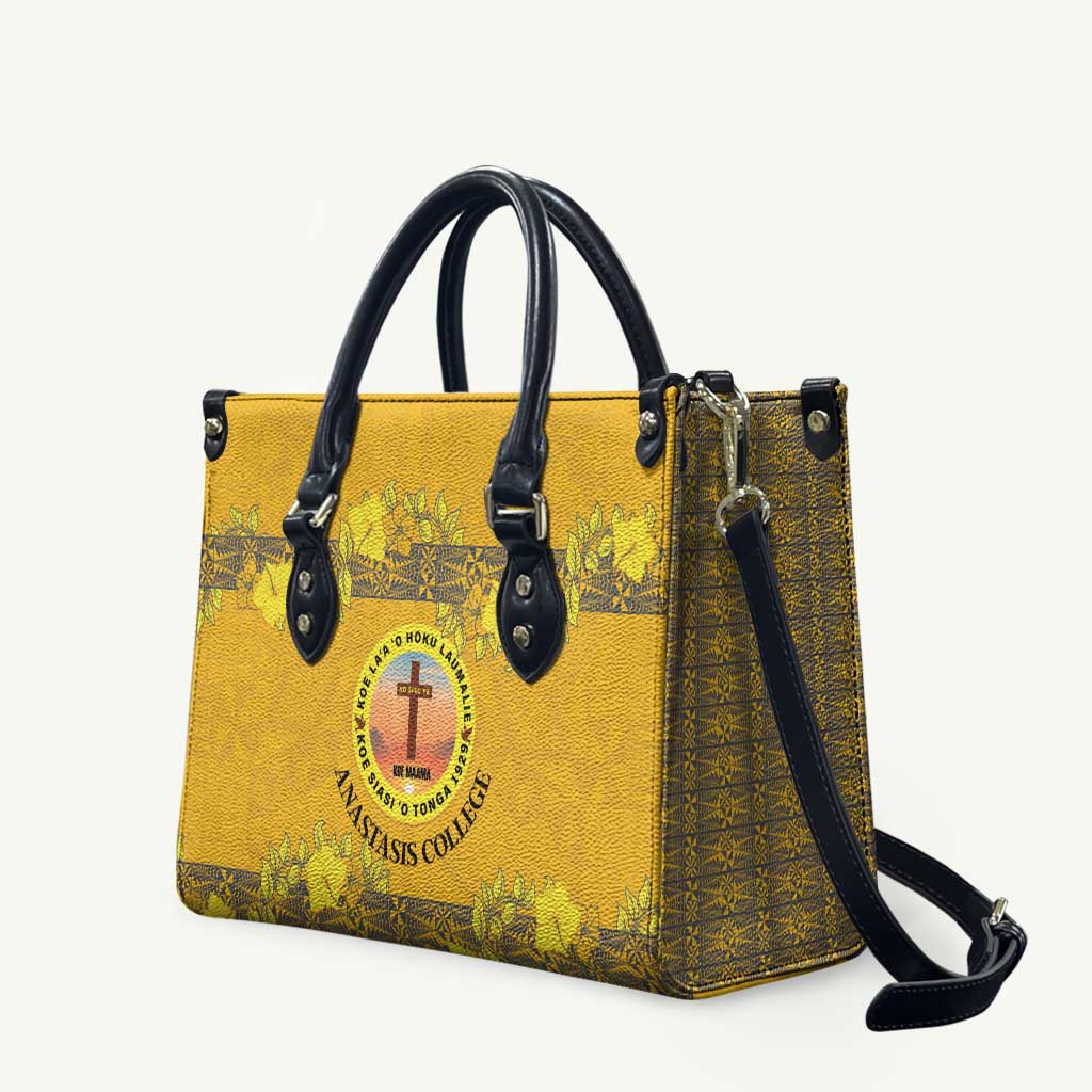 Tonga Anastasis College Leather Bag Tongan Ngatu Kupesi Pattern - Polynesian Pride