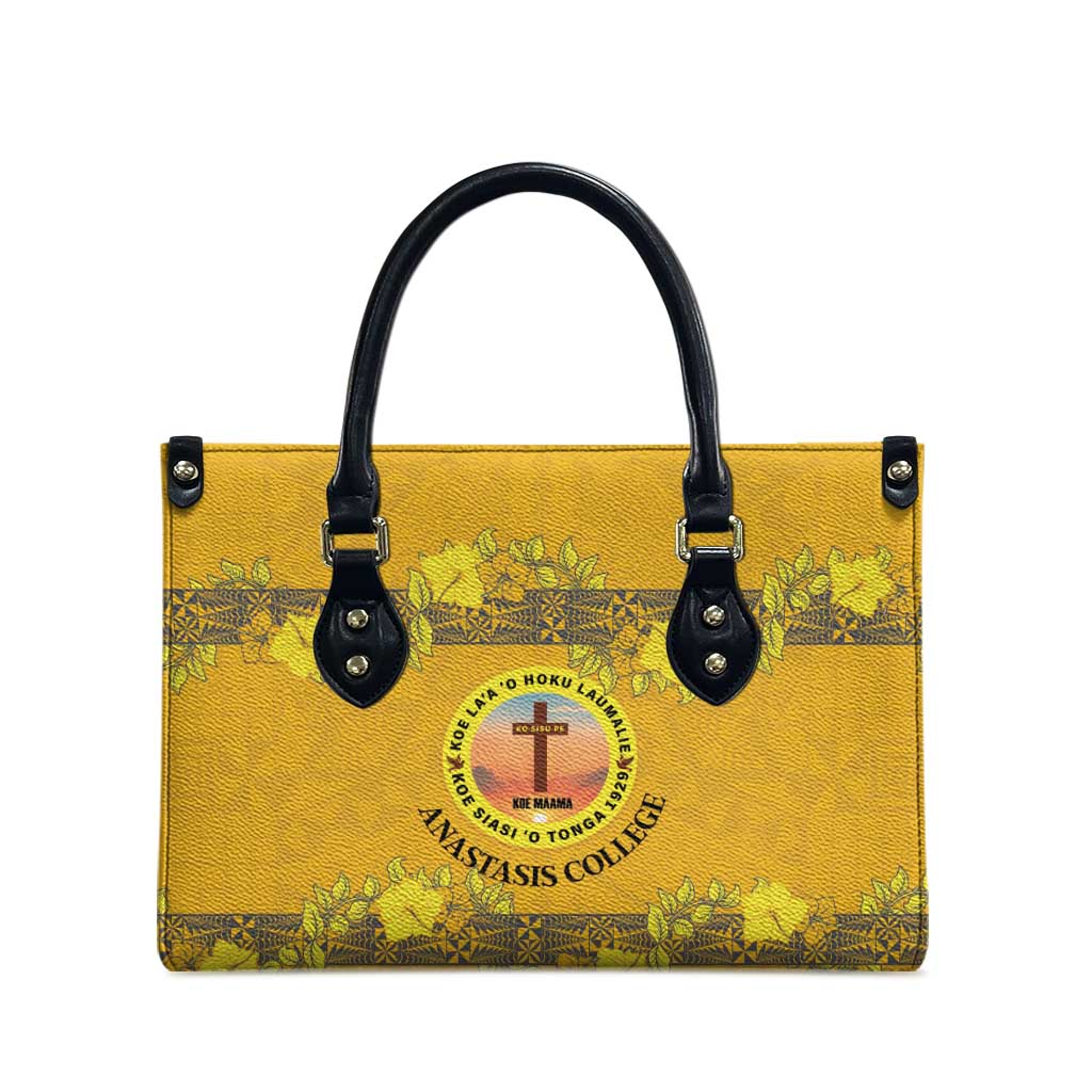Tonga Anastasis College Leather Bag Tongan Ngatu Kupesi Pattern - Polynesian Pride
