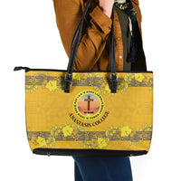 Tonga Anastasis College Leather Tote Bag Tongan Ngatu Kupesi Pattern - Polynesian Pride