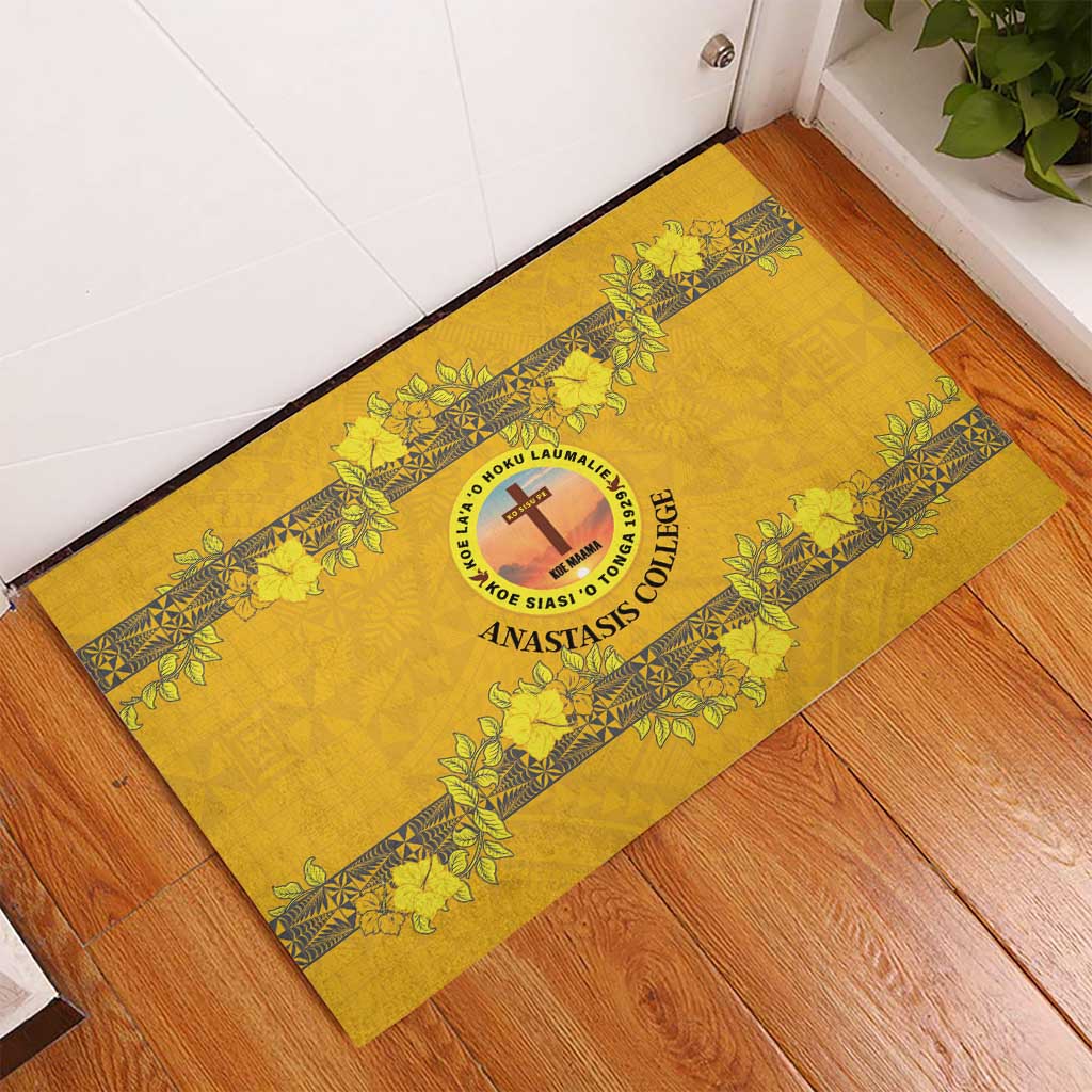 Tonga Anastasis College Rubber Doormat Tongan Ngatu Kupesi Pattern - Polynesian Pride
