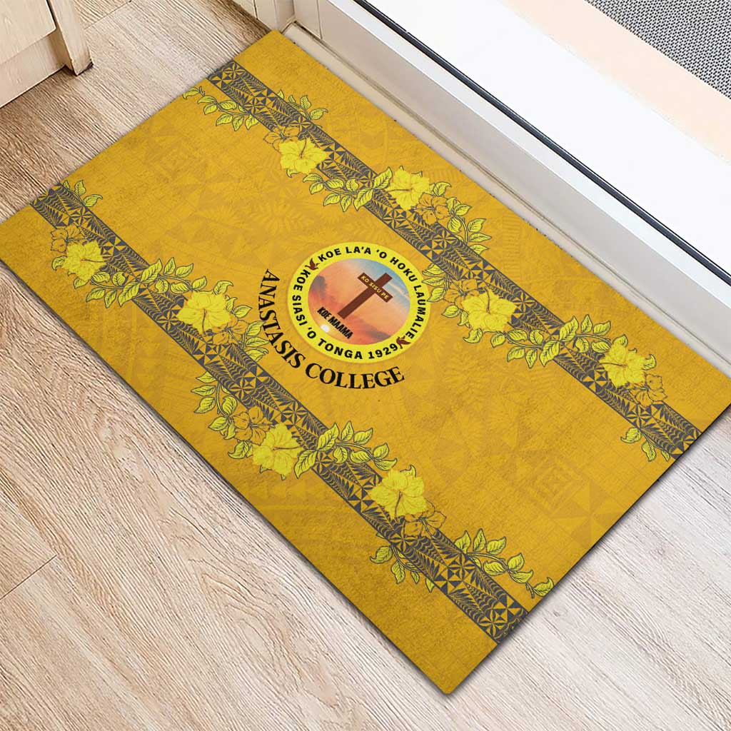 Tonga Anastasis College Rubber Doormat Tongan Ngatu Kupesi Pattern - Polynesian Pride