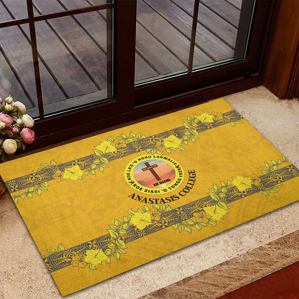 Tonga Anastasis College Rubber Doormat Tongan Ngatu Kupesi Pattern - Polynesian Pride