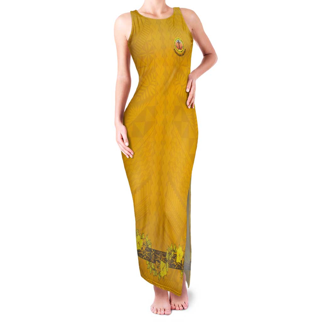 Tonga Anastasis College Tank Maxi Dress Tongan Ngatu Kupesi Pattern - Polynesian Pride