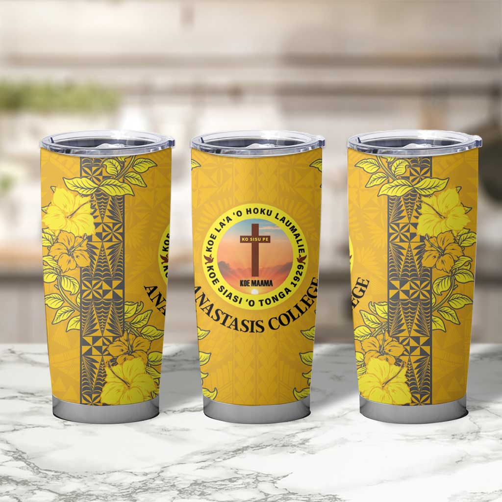 Tonga Anastasis College Tumbler Cup Tongan Ngatu Kupesi Pattern - Polynesian Pride