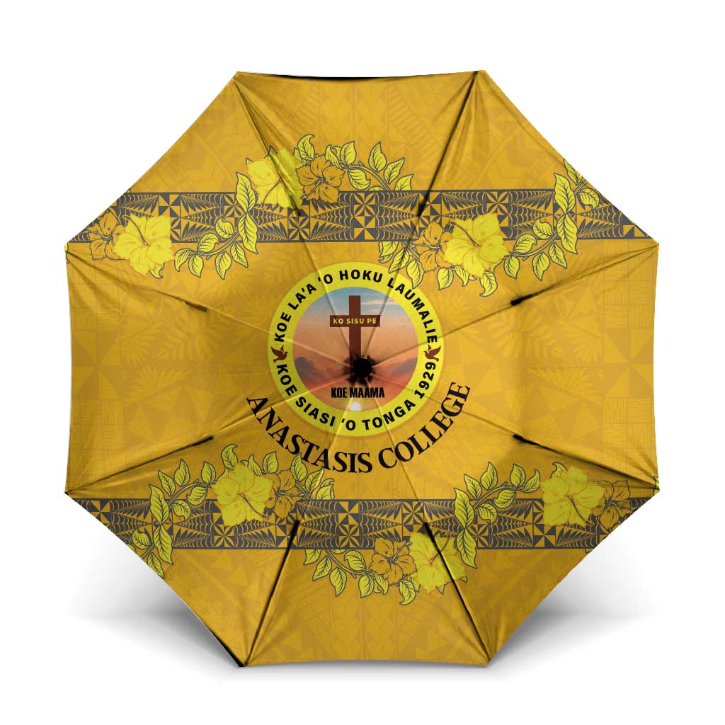 Tonga Anastasis College Umbrella Tongan Ngatu Kupesi Pattern - Polynesian Pride