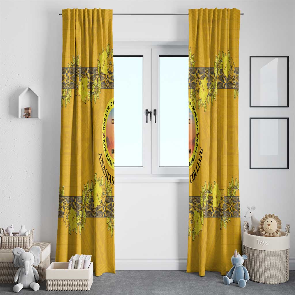 Tonga Anastasis College Window Curtain Tongan Ngatu Kupesi Pattern - Polynesian Pride