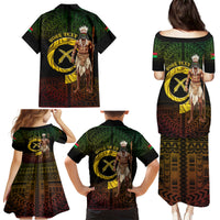 Personalised Vanuatu Custom Chiefs Day Family Matching Puletasi and Hawaiian Shirt Pig Tusk Simple Style LT05 - Polynesian Pride