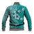 Cook Islands Baseball Jacket Teal Hibiscus And Stars