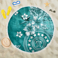 Cook Islands Beach Blanket Teal Hibiscus And Stars