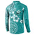 Cook Islands Button Sweatshirt Teal Hibiscus And Stars