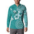Cook Islands Button Sweatshirt Teal Hibiscus And Stars