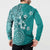 Cook Islands Button Sweatshirt Teal Hibiscus And Stars