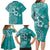 Cook Islands Family Matching Long Sleeve Bodycon Dress and Hawaiian Shirt Teal Hibiscus And Stars