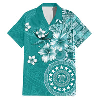 Cook Islands Family Matching Mermaid Dress and Hawaiian Shirt Teal Hibiscus And Stars