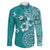Cook Islands Family Matching Puletasi and Hawaiian Shirt Teal Hibiscus And Stars