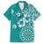 Cook Islands Family Matching Short Sleeve Bodycon Dress and Hawaiian Shirt Teal Hibiscus And Stars