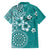 Cook Islands Family Matching Short Sleeve Bodycon Dress and Hawaiian Shirt Teal Hibiscus And Stars