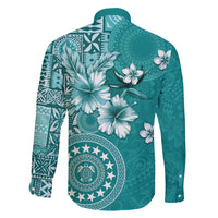 Cook Islands Family Matching Tank Maxi Dress and Hawaiian Shirt Teal Hibiscus And Stars LT05 - Polynesian Pride