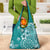 Cook Islands Grocery Bag Teal Hibiscus And Stars
