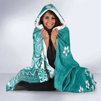 Cook Islands Hooded Blanket Teal Hibiscus And Stars