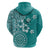 Cook Islands Hoodie Teal Hibiscus And Stars