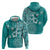 Cook Islands Hoodie Teal Hibiscus And Stars