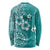 Cook Islands Long Sleeve Shirt Teal Hibiscus And Stars