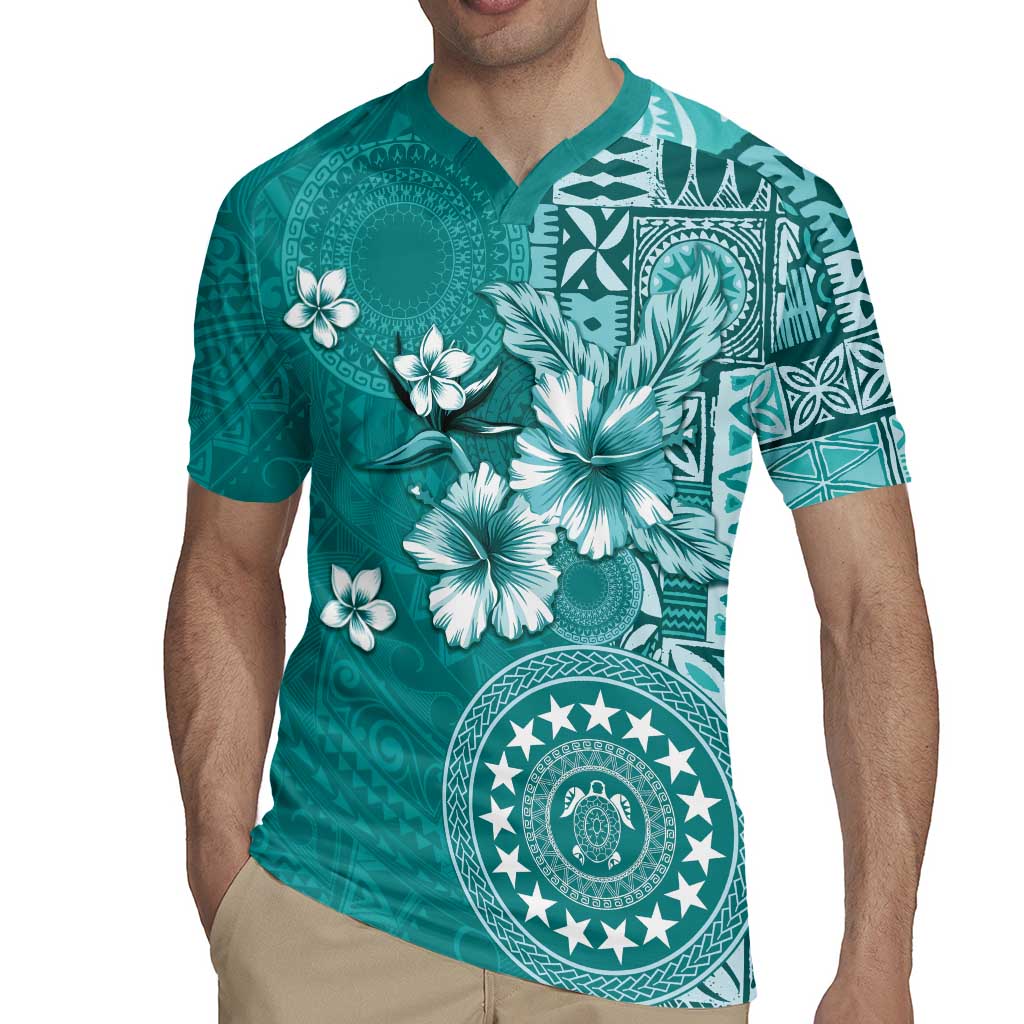 Cook Islands Rugby Jersey Teal Hibiscus And Stars