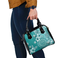 Cook Islands Shoulder Handbag Teal Hibiscus And Stars