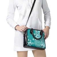 Cook Islands Shoulder Handbag Teal Hibiscus And Stars