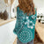 Cook Islands Women Casual Shirt Teal Hibiscus And Stars