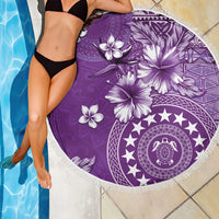 Cook Islands Beach Blanket Purple Hibiscus And Stars
