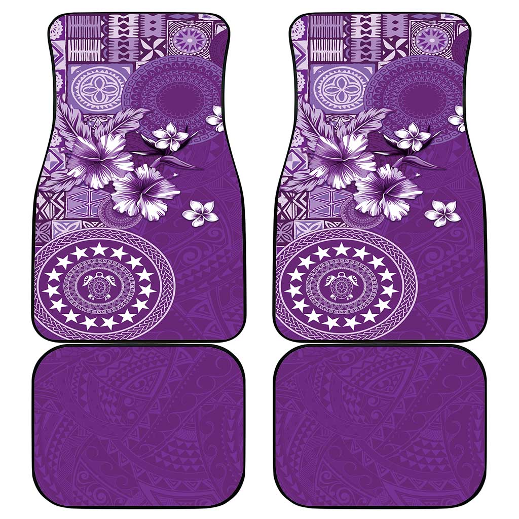 Cook Islands Car Mats Purple Hibiscus And Stars