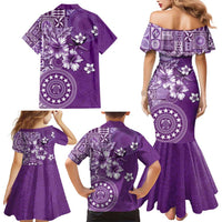 Cook Islands Family Matching Mermaid Dress and Hawaiian Shirt Purple Hibiscus And Stars