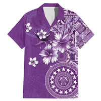 Cook Islands Family Matching Mermaid Dress and Hawaiian Shirt Purple Hibiscus And Stars