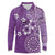 Cook Islands Long Sleeve Polo Shirt Purple Hibiscus And Stars