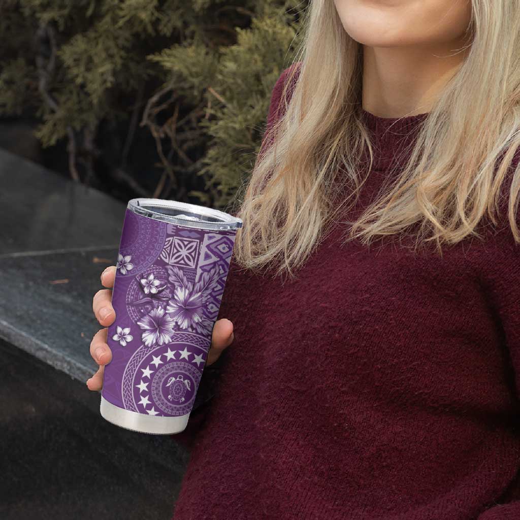 Cook Islands Tumbler Cup Purple Hibiscus And Stars