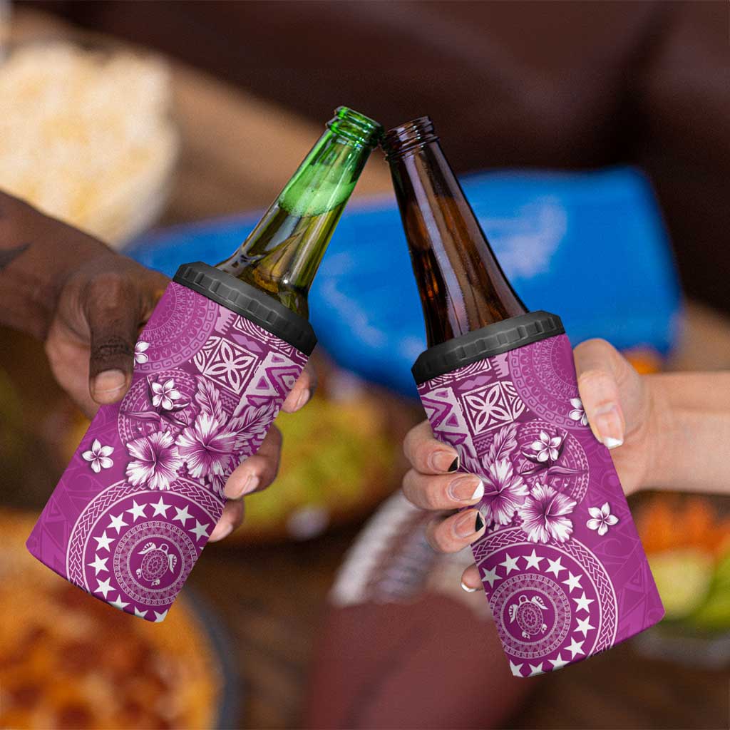 Cook Islands 4 in 1 Can Cooler Tumbler Fandango Hibiscus And Stars